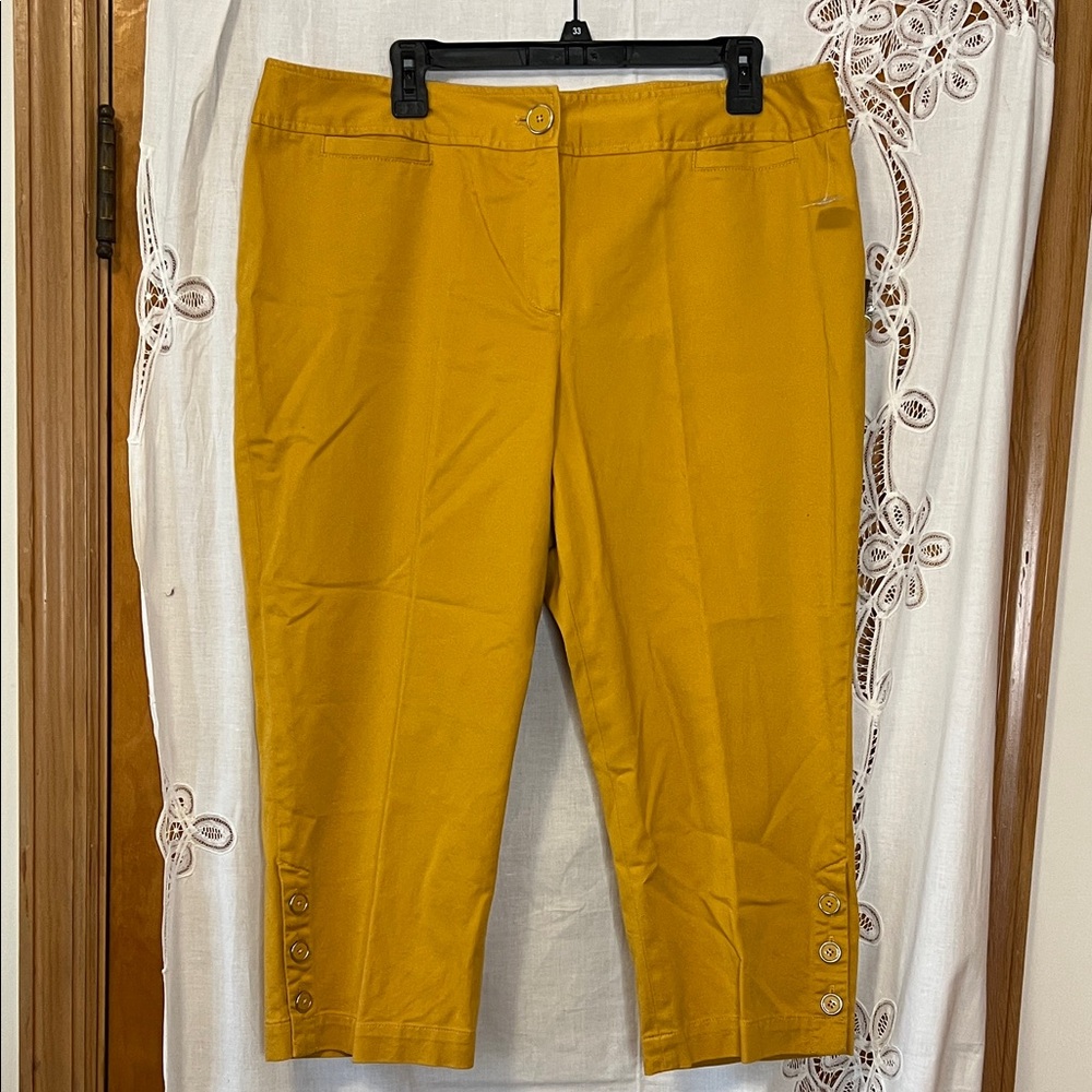Kasper Mustard Yellow Slim Ankle Pants 16 NWT